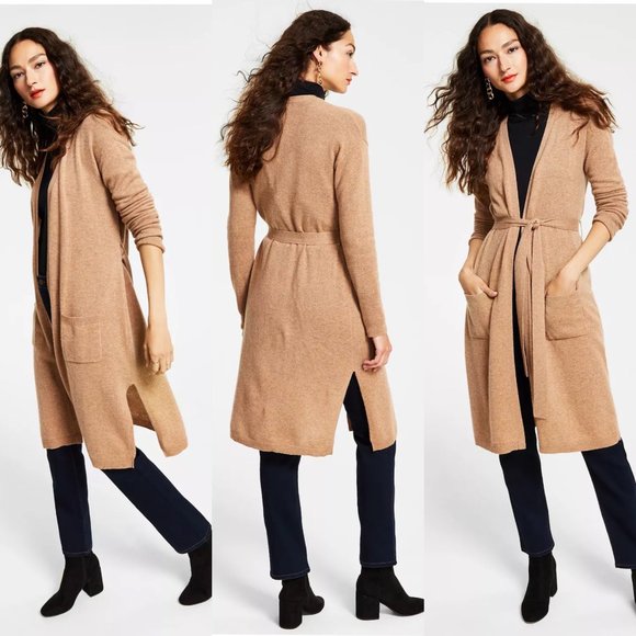 charter club heather camel cashmere cardigan FINAL PRICE NO OFFER CONSIDERED - Picture 2 of 10